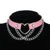 Punk Chain Choker Necklace For Women Girls Black Leather Heart Chockers Collar Goth Jewelry Gothic Fashion  Accessories
