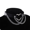 Punk Chain Choker Necklace For Women Girls Black Leather Heart Chockers Collar Goth Jewelry Gothic Fashion  Accessories