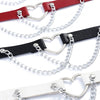 Punk Chain Choker Necklace For Women Girls Black Leather Heart Chockers Collar Goth Jewelry Gothic Fashion  Accessories
