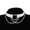 Punk Chain Choker Necklace For Women Girls Black Leather Heart Chockers Collar Goth Jewelry Gothic Fashion  Accessories
