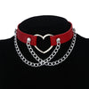Punk Chain Choker Necklace For Women Girls Black Leather Heart Chockers Collar Goth Jewelry Gothic Fashion  Accessories