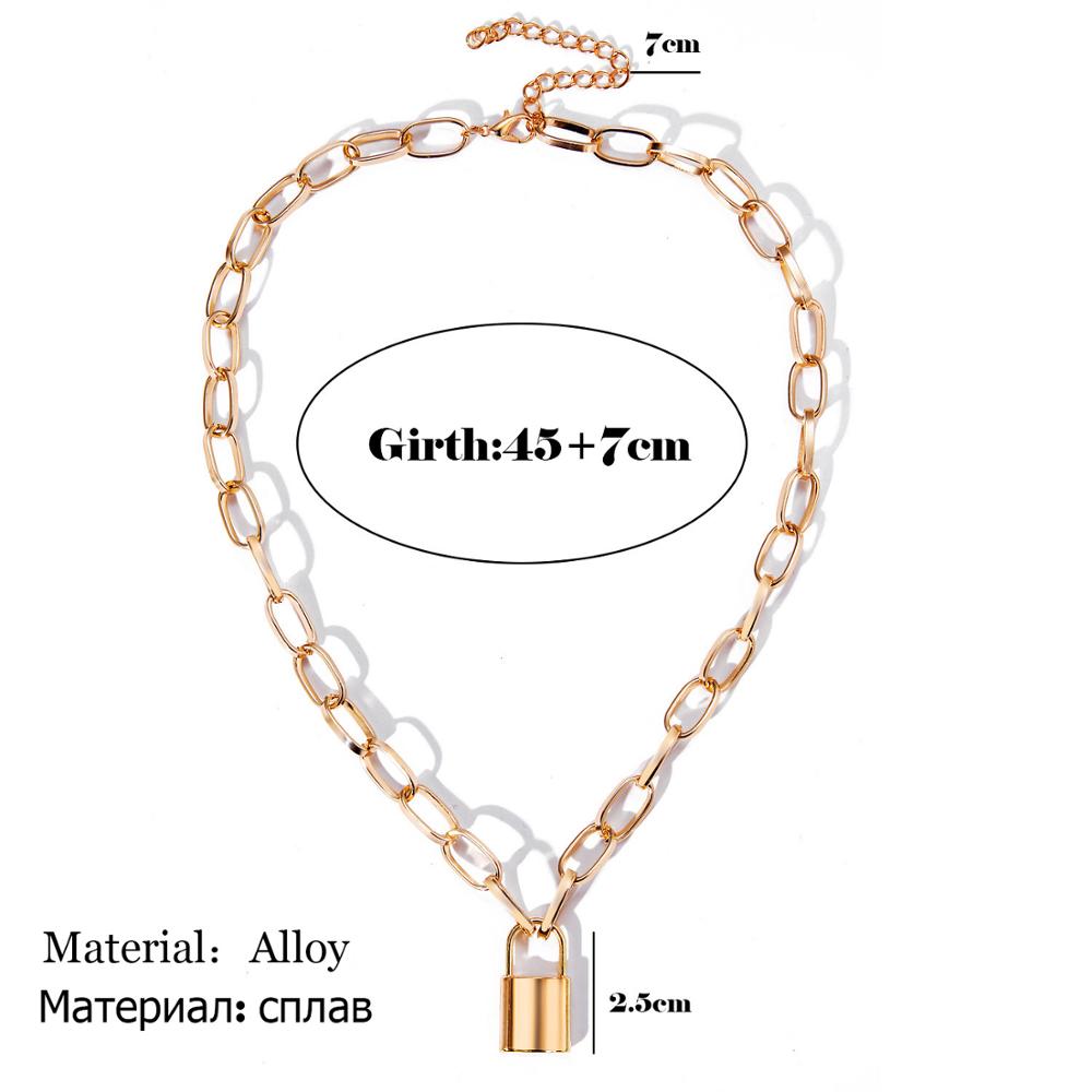 Punk Chain Golden/Silver Color With Lock Necklace For Women Men Padlock Pendant Necklace  Statement Gothic Jewelry