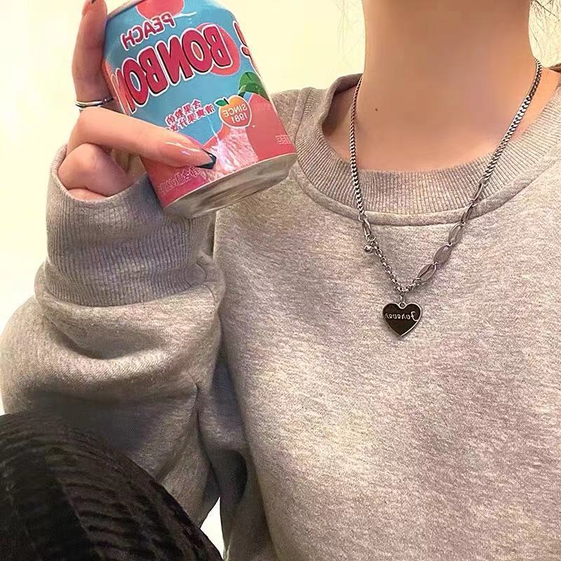 Punk Chain Heart Choker Necklace Retro Gothic Rock Gold Color Silver Color Geometric Clavicle Necklace goblincore Jewelry Gift