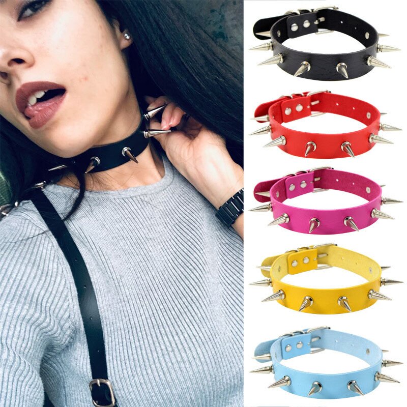 Punk Choker Belt Collar Necklace Women Sexy Trendy Leather Clavicle Chain Gothic Collier Female Party Club Jewelry Accessories