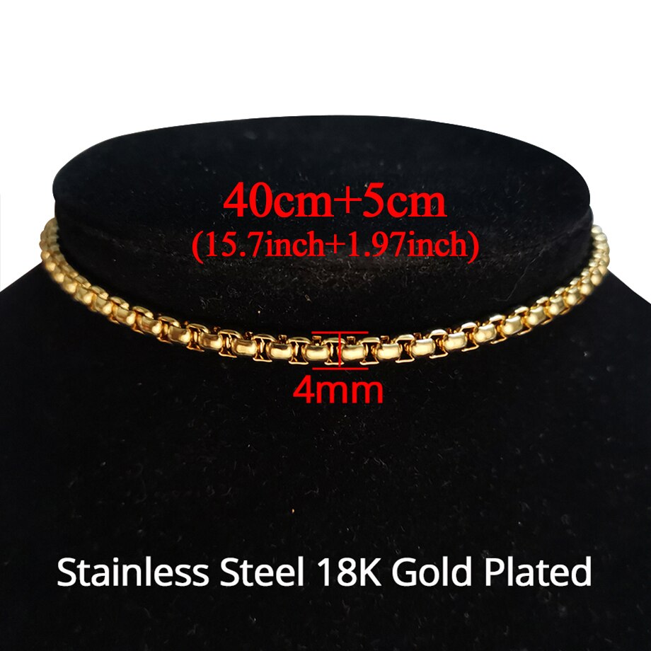 Punk Clavicle Short Choker Necklace Collar Statement Hip Hop Gold Color Stainless Steel 35+5cm Neck Chains For Men Women Jewelry