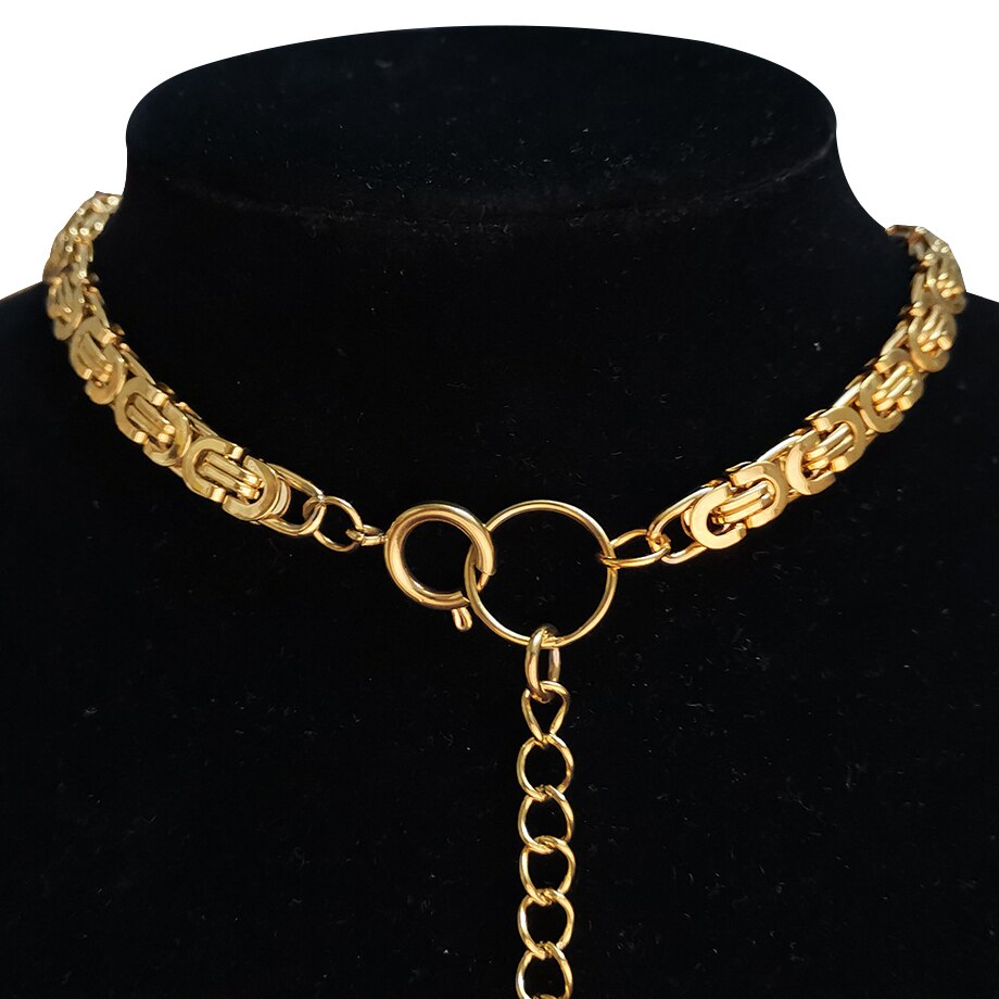 Punk Clavicle Short Choker Necklace Hip Hop Jewelry 2021 Trendy Stainless Steel Thick Chain Circle Necklace Women Neck Accessori