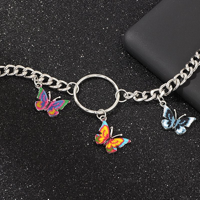 Punk Colorful Butterfly Choker Necklace Women Hip Hop Metal Chain Chokers Necklace Trendy Jewelry 2021