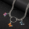 Punk Colorful Butterfly Choker Necklace Women Hip Hop Metal Chain Chokers Necklace Trendy Jewelry 2021