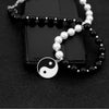 Punk Cool Men And Women Necklace Stainless Steel Ribbon Tai Chi Disc Pendant Trendy Jewelry Black And White Pearl Long Choker