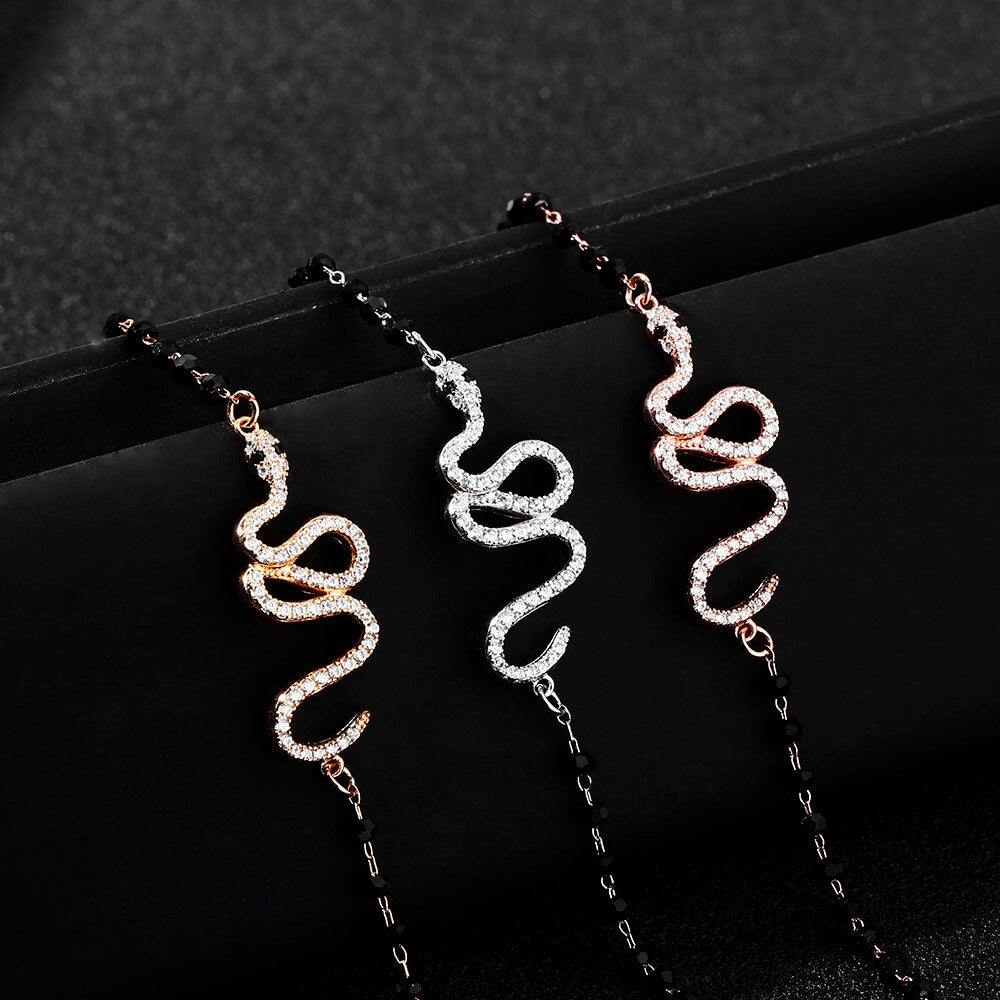 Punk Crystal Snake Charm Bracelets For Women Animal Boho Gold Silvery Chain Bracelets Girls Vintage Jewelry Gifts Drop Shipping