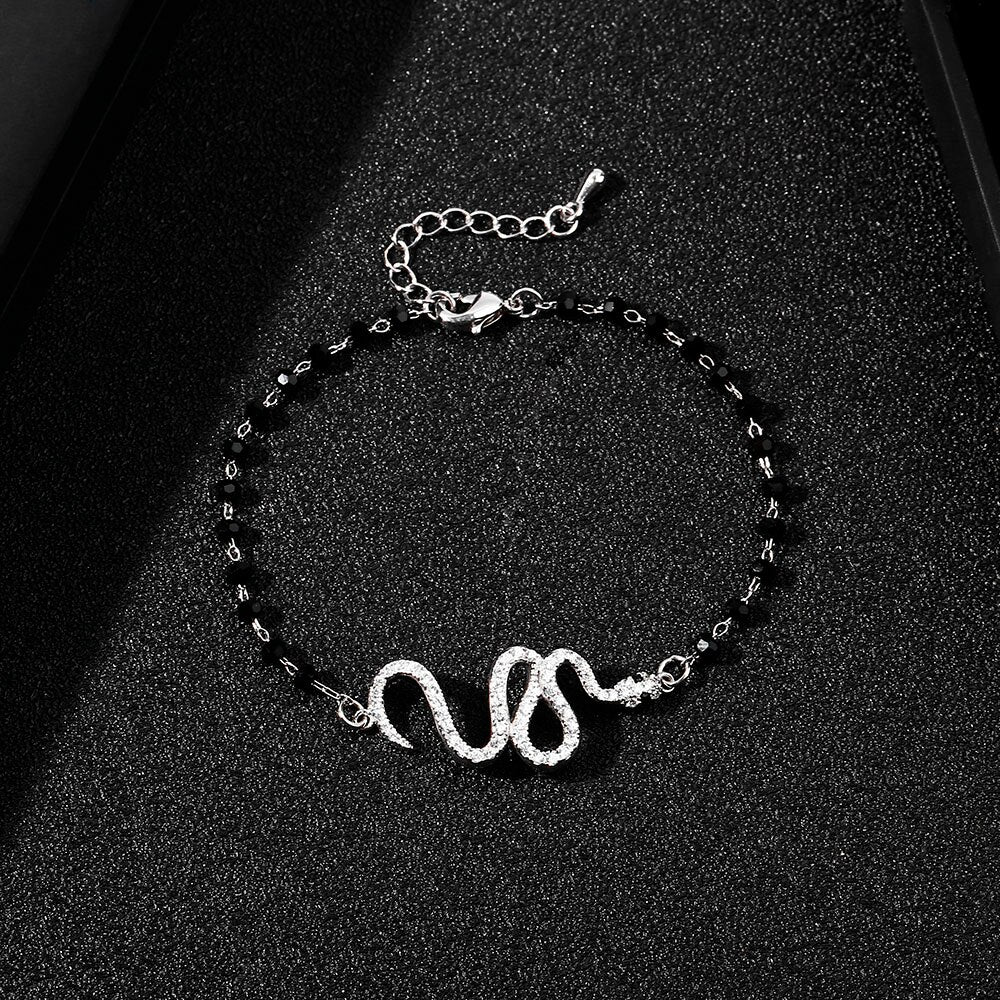 Punk Crystal Snake Charm Bracelets For Women Animal Boho Gold Silvery Chain Bracelets Girls Vintage Jewelry Gifts Drop Shipping