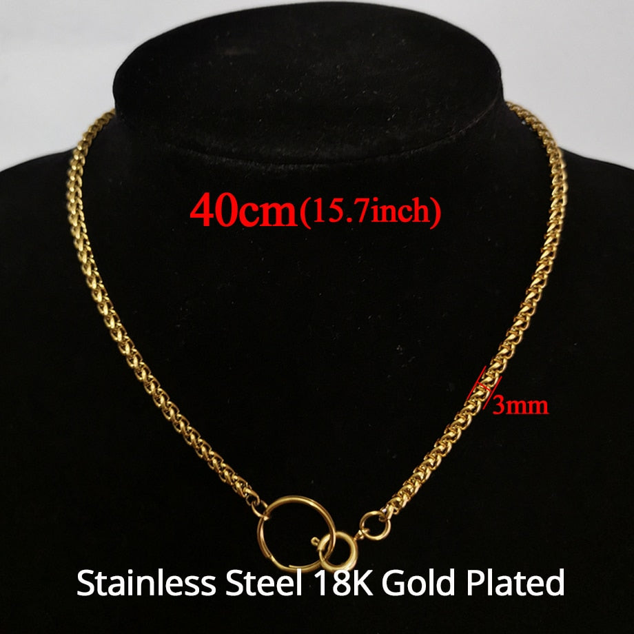Punk Cuban Chokers Necklace Women Collar Gold Color Stainless Steel Chunky Thick Chain Circle Necklace Hip Hop Men Neck Jewelry