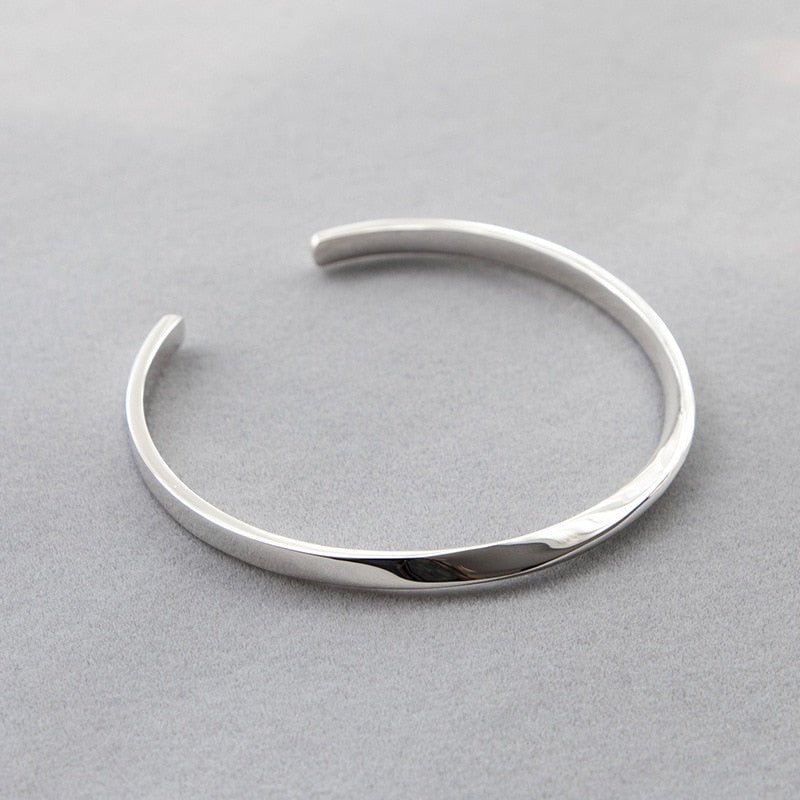 Punk Cutomized Letter Cuff Bangle for Women Mobius Personalized ID Nameplate 925 Sterling Sliver Bracelets & Bangles Unique Gift