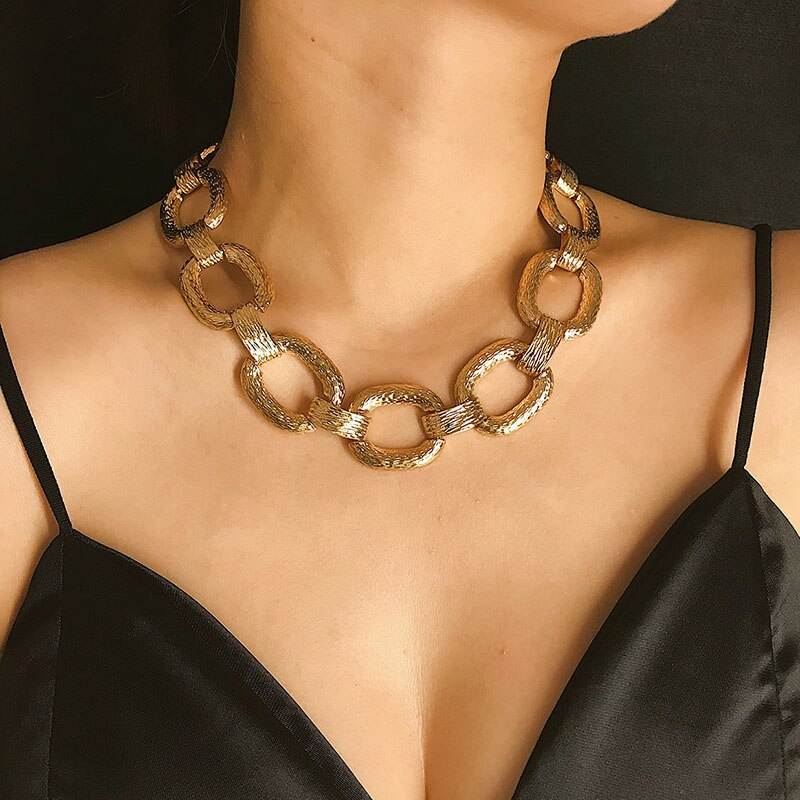 Punk Exaggerated Chunky Heavy Thick Chain Choker Necklace Women Vintage Neck Chocker Jewelry Geometric Necklace Kolye XR2204