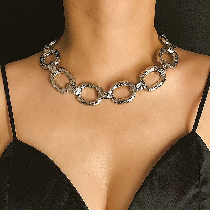 Punk Exaggerated Chunky Heavy Thick Chain Choker Necklace Women Vintage Neck Chocker Jewelry Geometric Necklace Kolye XR2204