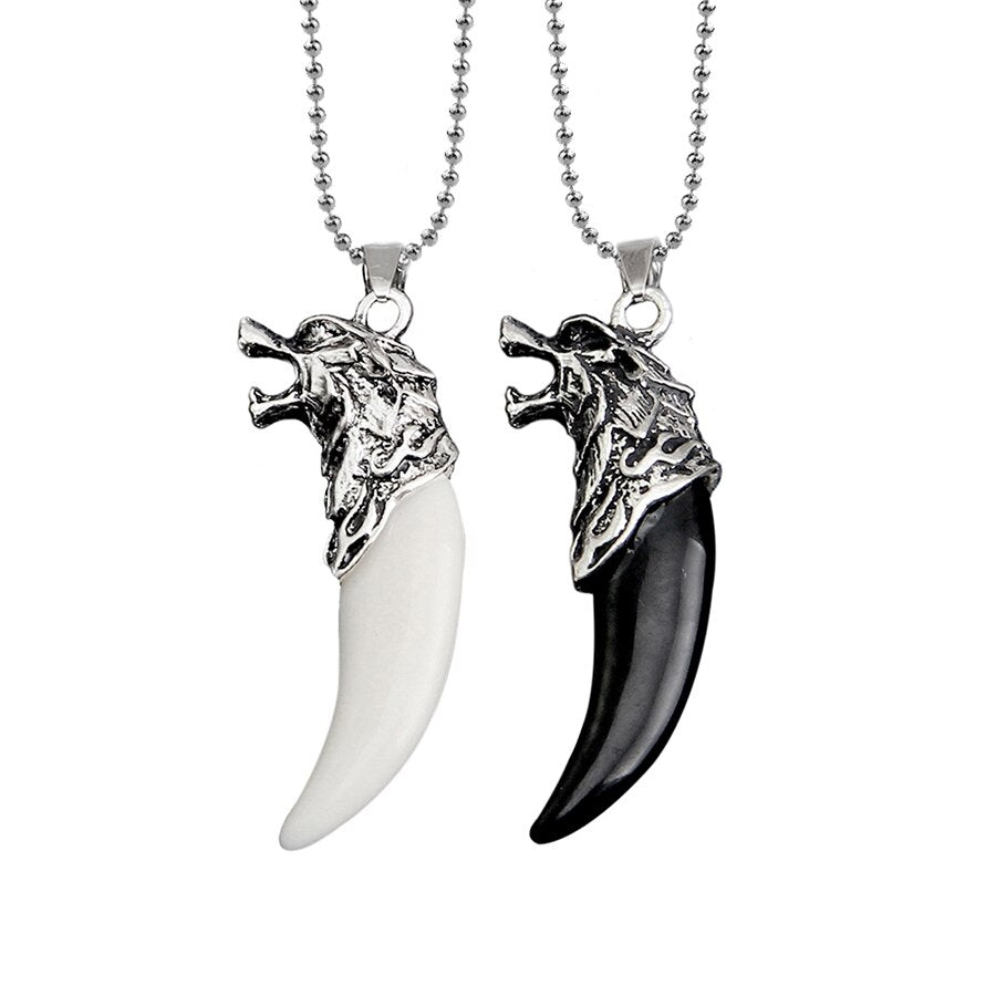 Punk Brave Men Wolf Gog Teeth Spike Pendant Necklace Women Men Lucky Jewelry Classic Fang Tooth Amulet Pendant Necklace