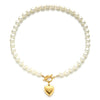 Punk Gold Color Stainless Steel Heart Necklace Elegant 40cm Imitation Pearl Choker Neck Chains For Women Jewelry