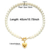 Punk Gold Color Stainless Steel Heart Necklace Elegant 40cm Imitation Pearl Choker Neck Chains For Women Jewelry