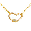 Punk Jewelry Gift Heart Pendant Chain Necklace With Carabiner Lock Clasp