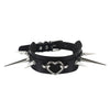 Punk Spiked Leather Choker Handmade Heart Collar Necklace Women Girls Buckle Style Goth Accessories