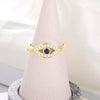 Punk Female Crystal Turkish Blue Evil Eye Ring Golden Wedding Rings For Women Hollow Engagement Jewelry