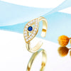 Punk Female Crystal Turkish Blue Evil Eye Ring Golden Wedding Rings For Women Hollow Engagement Jewelry