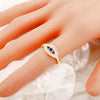 Punk Female Crystal Turkish Blue Evil Eye Ring Golden Wedding Rings For Women Hollow Engagement Jewelry