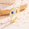 Punk Female Crystal Turkish Blue Evil Eye Ring Golden Wedding Rings For Women Hollow Engagement Jewelry