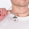 Punk Flame Cross Pendant Chain Necklace for Men Female Hip Hop Rock Gothic Style Gift Accessries