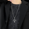 Punk Flame Cross Pendant Chain Necklace for Men Female Hip Hop Rock Gothic Style Gift Accessries