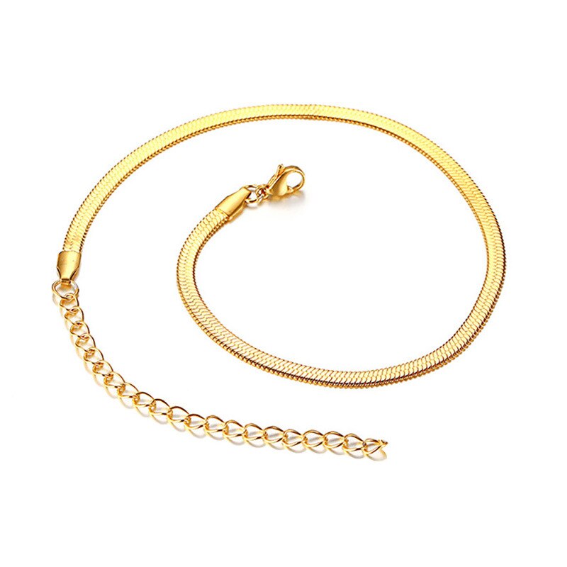 Punk Flat Blade Snake Link Chain Choker Necklace Gold Silver Color Stainless Steel Neck Chains For Women Jewelry Chocker 2021