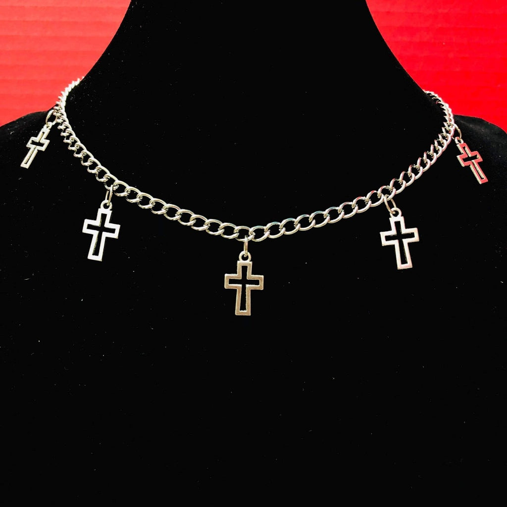Punk Geometric Silver Color Chain Hollow Cross Pendant Necklaces For Women Trendy Statement Metal Chain Hip hop Jewelry Necklace