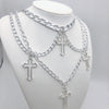 Punk Geometric Silver Color Chain Hollow Cross Pendant Necklaces For Women Trendy Statement Metal Chain Hip hop Jewelry Necklace