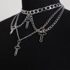 Punk Geometric Silver Color Chain Hollow Cross Pendant Necklaces For Women Trendy Statement Metal Chain Hip hop Jewelry Necklace