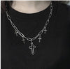 Punk Geometric Silver Color Chain Hollow Cross Pendant Necklaces For Women Trendy Statement Metal Chain Hip hop Jewelry Necklace