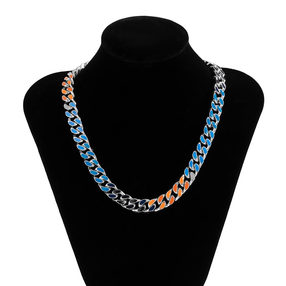 Punk Gold Color Alloy Basic Statement Short Collar Clavicle Chain Choker Necklace For Men Geometric Cuban Buckle Neck Jewelry