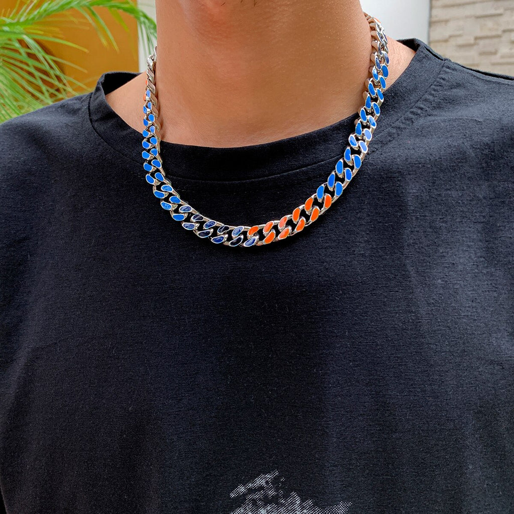 Punk Gold Color Alloy Basic Statement Short Collar Clavicle Chain Choker Necklace For Men Geometric Cuban Buckle Neck Jewelry