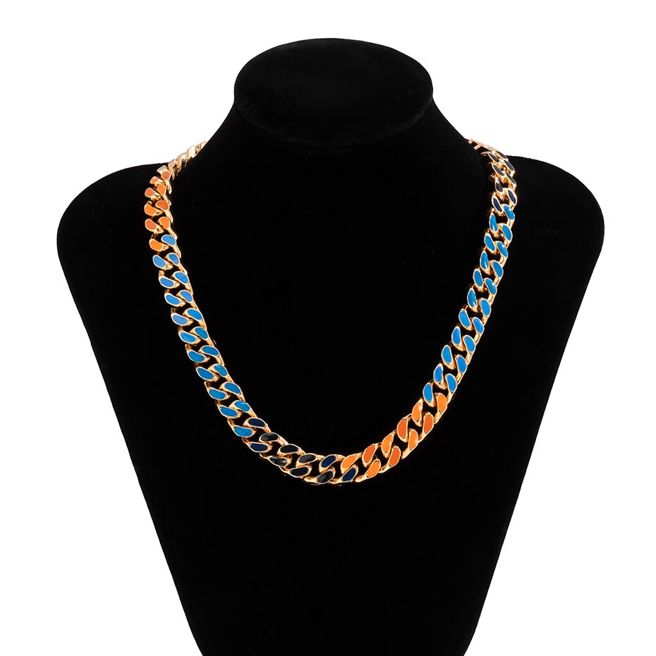 Punk Gold Color Alloy Basic Statement Short Collar Clavicle Chain Choker Necklace For Men Geometric Cuban Buckle Neck Jewelry