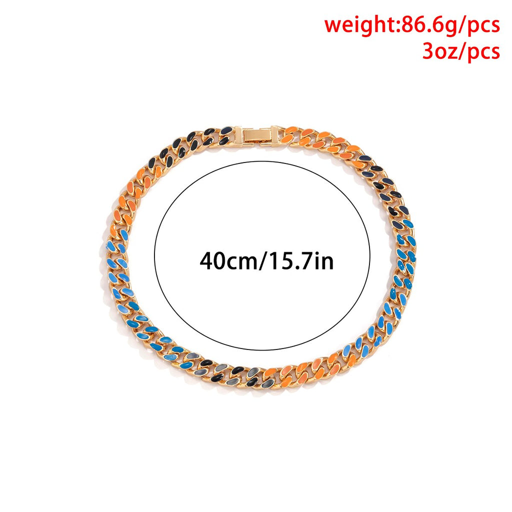 Punk Gold Color Alloy Basic Statement Short Collar Clavicle Chain Choker Necklace For Men Geometric Cuban Buckle Neck Jewelry