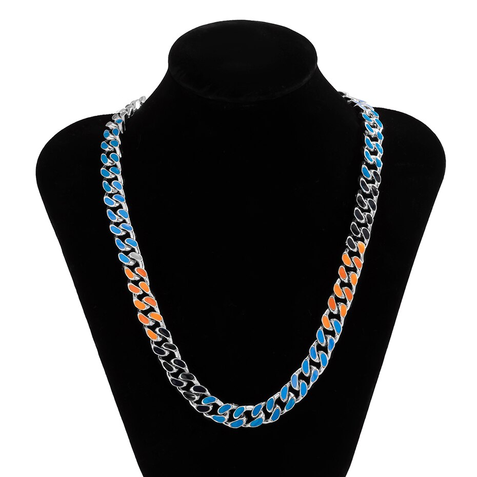 Punk Gold Color Alloy Basic Statement Short Collar Clavicle Chain Choker Necklace For Men Geometric Cuban Buckle Neck Jewelry