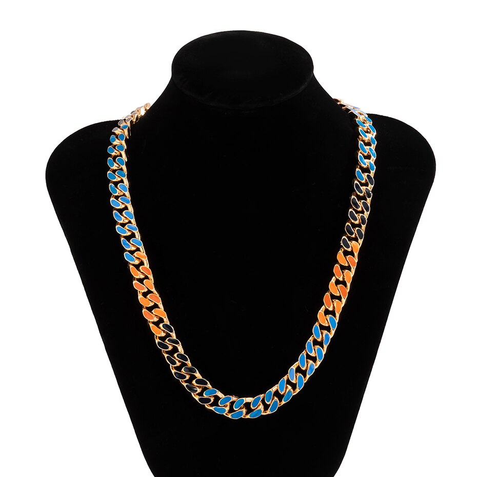 Punk Gold Color Alloy Basic Statement Short Collar Clavicle Chain Choker Necklace For Men Geometric Cuban Buckle Neck Jewelry