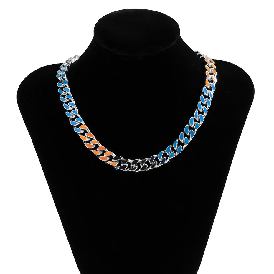 Punk Gold Color Alloy Basic Statement Short Collar Clavicle Chain Choker Necklace For Men Geometric Cuban Buckle Neck Jewelry