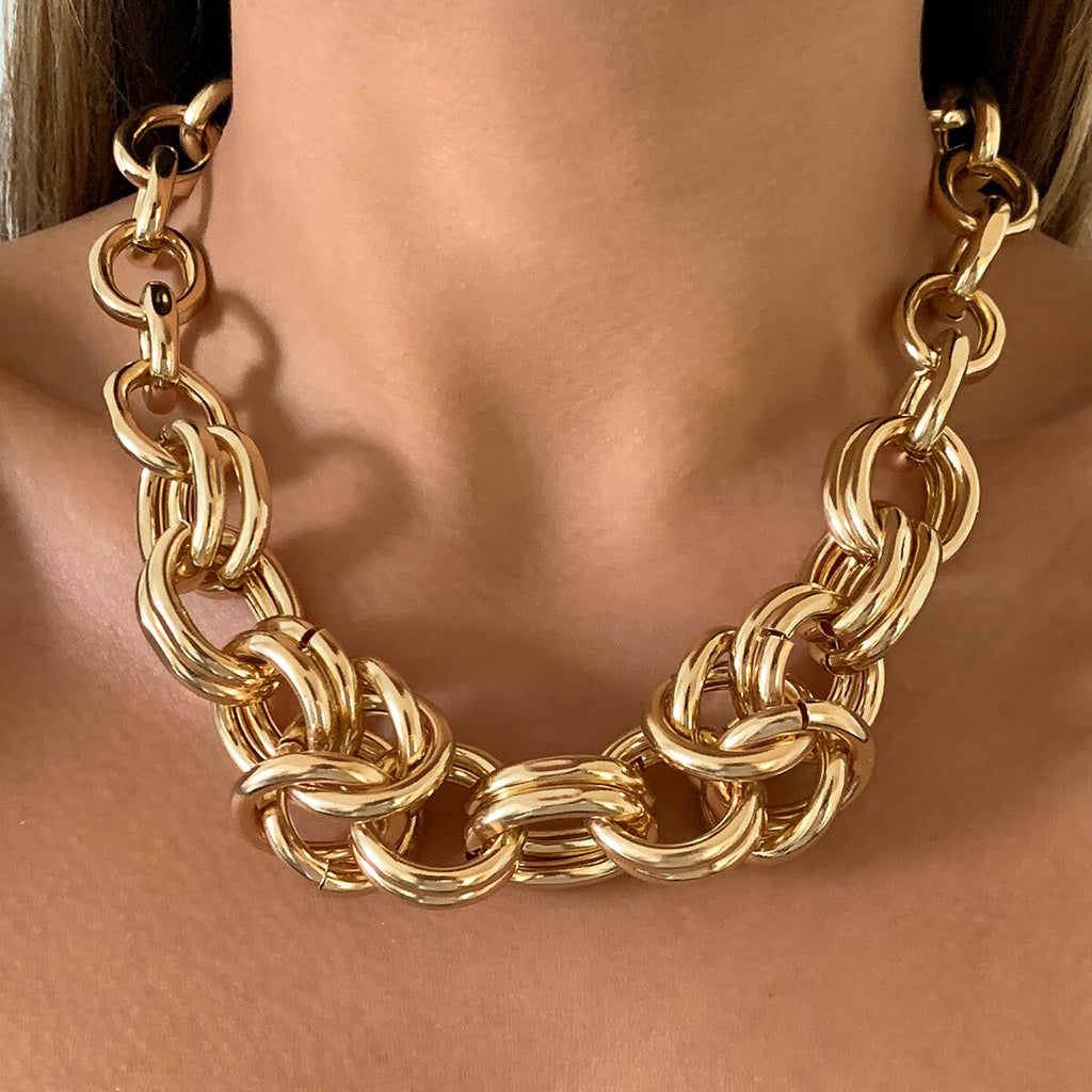 Punk Gold Color Exaggerated Chunky Statement Short Collar Clavicle Chain Choker Necklace For Women Men 2021 Trend Jewelry Gifts
