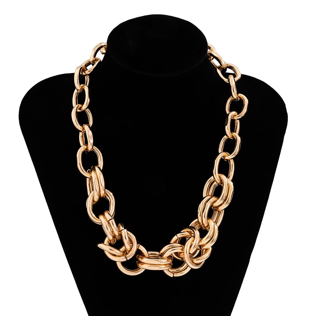 Punk Gold Color Exaggerated Chunky Statement Short Collar Clavicle Chain Choker Necklace For Women Men 2021 Trend Jewelry Gifts