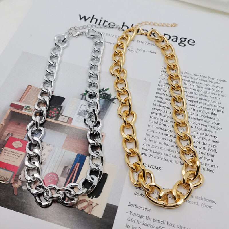 Punk Gold Color Thick Chain Necklace For Women 2021 Hip Hop Exaggerated Big Chunky Collar Necklaces Party Jewelry Gift