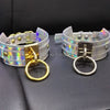 Punk Gothic 100% Handcrafted Chic Holographic Choker O Round Gold Metal Laser Collar BDSM Sub Slave Necklace