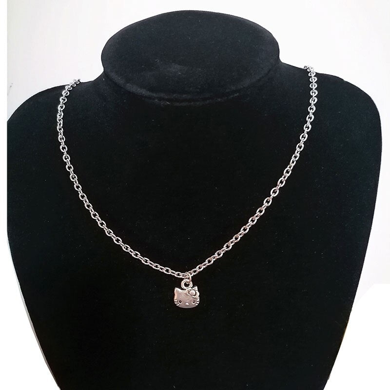 Punk Gothic Harajuku Pearl Chain Hollow Heart  Cat Pendant Necklaces Choker With Cat Grunge Fairy Goblincore Indie y2k Jewlery