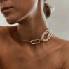 Punk Gothic Metal Chain Pearl Choker Necklace Women Retro Twisted Imitation Pearl Chunky Thick Choker Necklace Jewelry 2021