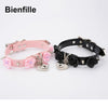 Punk Gothic PU Leather Buckle  Necklace Spiked Choker Handmade Kawaii Rose Flower Necklace Heart Lock With Key 8 Colors