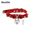 Punk Gothic PU Leather Buckle  Necklace Spiked Choker Handmade Kawaii Rose Flower Necklace Heart Lock With Key 8 Colors